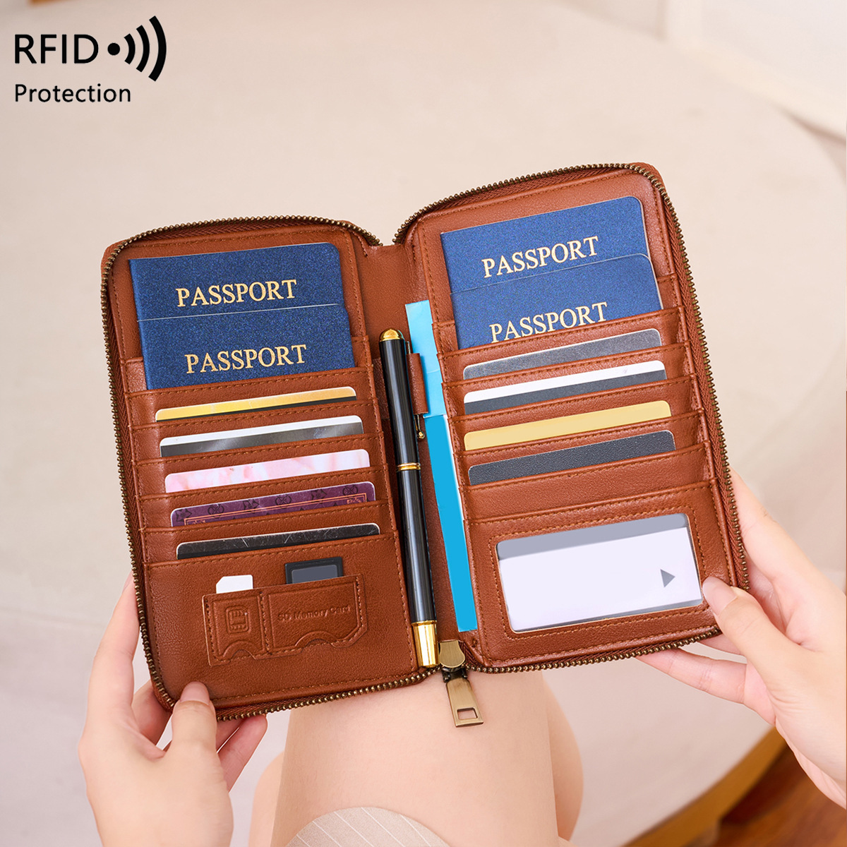 Passport Wallet Rfid - トレンドの飛行機デザインRFIDブロッキングパスポートウォレットロングジッパー旅行書類ケースファッションパスポートホルダー2026新作