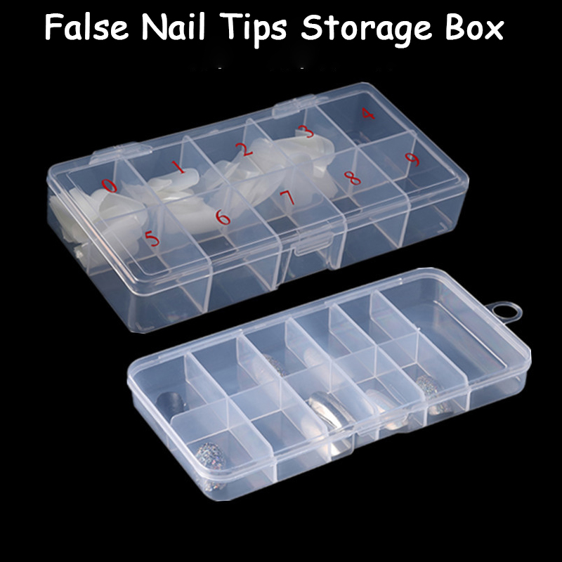Men'S Accessories Drawer Organizer - 1 ボックス空のネイルチップオーガナイザー収納ボックス 10 グリッド透明コンテナボックスクリスタル/ジュエリー/グリッタープラスチックネイルチップボックス