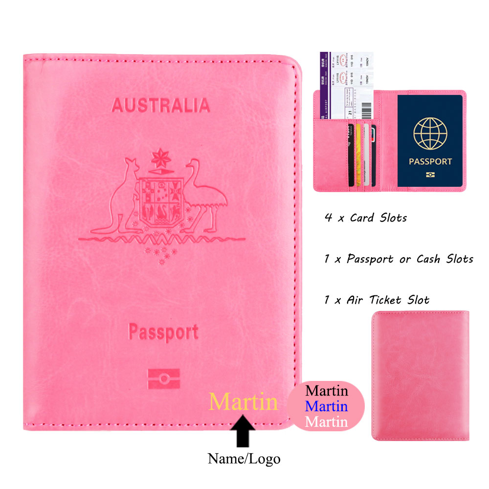 Passport Wallet Rfid - 旅行アクセサリー用のカスタマイズされた名前のパスポートカバー,旅行用のPUレザーウォレット