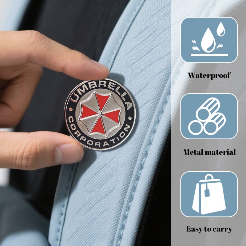 Men Accessories Logo - 傘会社ロゴメタルバッジ レジデント・イービル ブローチ 多機能ラペルピン 車内バックパック衣類アクセサリー メンズ