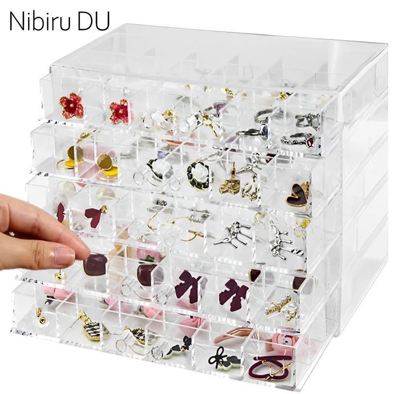 Men'S Accessories Drawer Organizer - 透明なジュエリー収納ボックス,引き出し付き多層プラスチックディスプレイホルダー,72グリッド,79/120グリッド