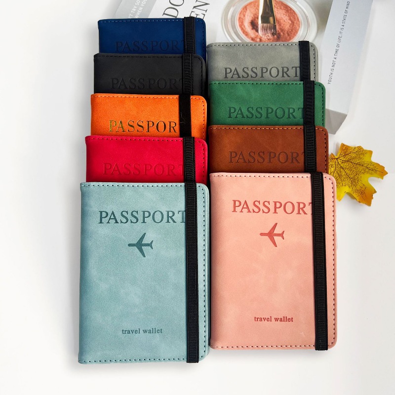 Passport Wallet Rfid - PUレザーパスポートホルダー、RFIDブロッキングパスポートカバー、多機能カード＆ドキュメントオーガナイザーウォレット