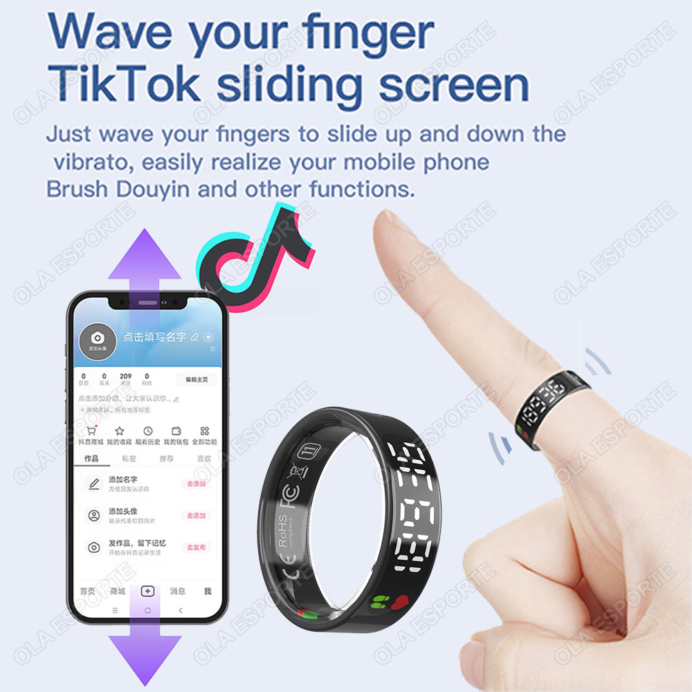 充電ボックス付きSR08スマートリング、男女兼用、LEDディ - Men'S Accessories Display のレビューと価格