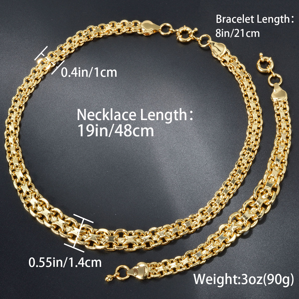 Sunny-18k金メッキジュエリーセット,幾何学的ネックレ - Men Accessories In Dubai のレビューと価格