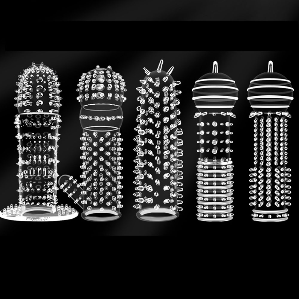 5種類のテクスチャ加工されたペニススリーブ、挿入性のあるセッ - Men'S Vegan Accessories のレビューと価格