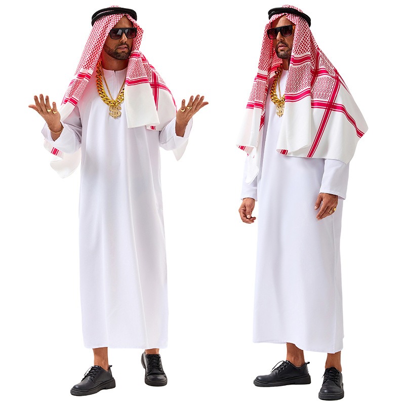アラブ衣装 中東服 ドバイ タイクーン コスプレ 白ロングロ - Men Accessories In Dubai のレビューと価格
