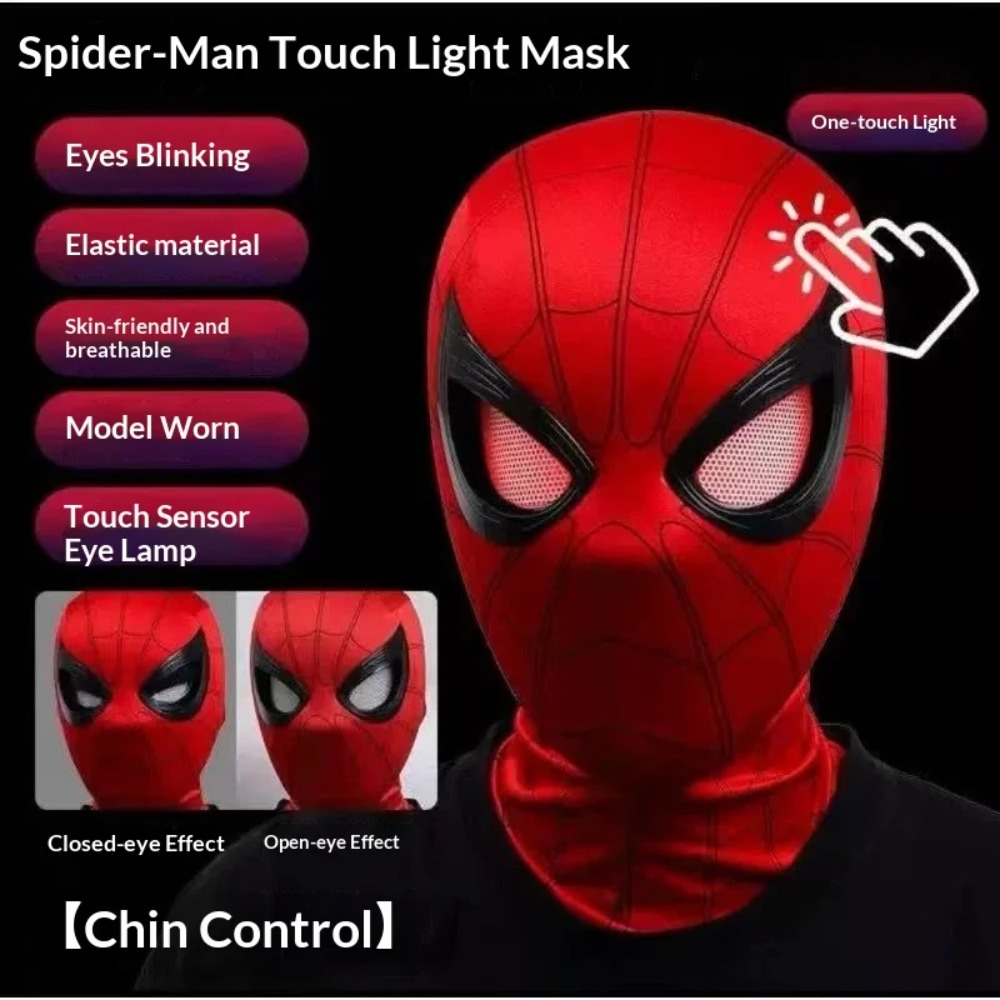スパイダーマンのヘッドギア、可動式の目付き、クールなコスプレ - Men'S Accessories Display のレビューと価格