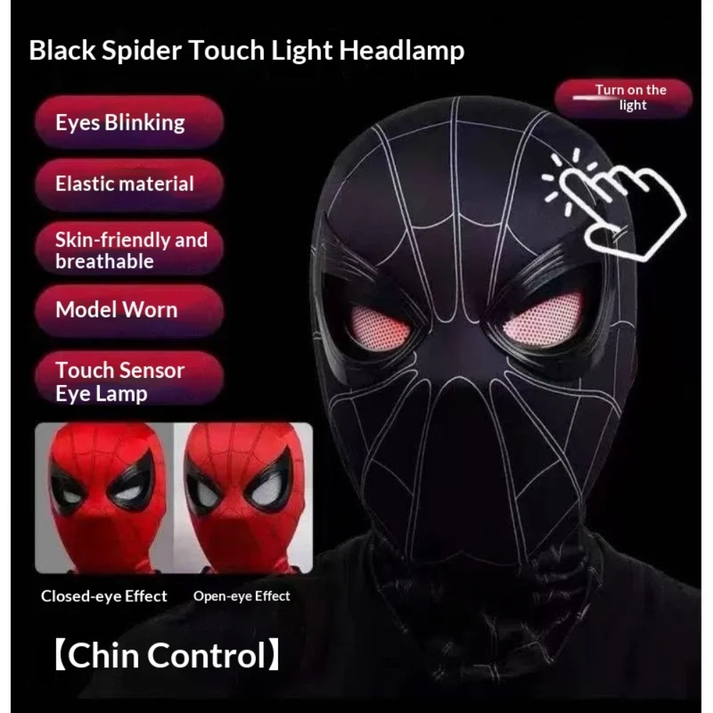 スパイダーマンのヘッドギア、可動式の目付き、クールなコスプレ - Men'S Accessories Display のレビューと価格