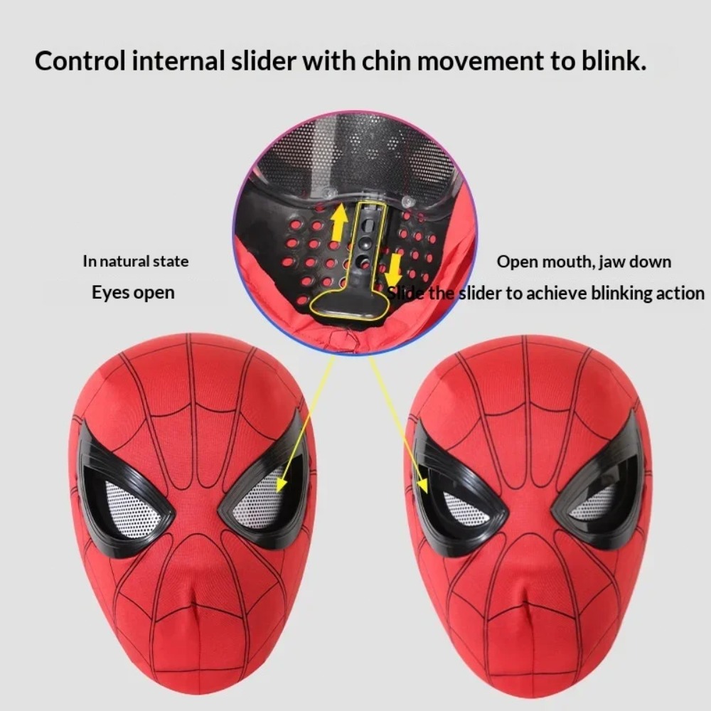 スパイダーマンのヘッドギア、可動式の目付き、クールなコスプレ - Men'S Accessories Display のレビューと価格