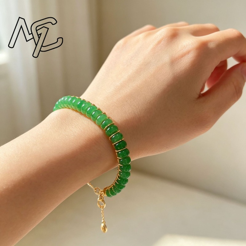 天然の乾燥ブルー翡翠を使用した算盤ビーズブレスレット。女性用 - Men'S Accessories And Jewelry のレビューと価格