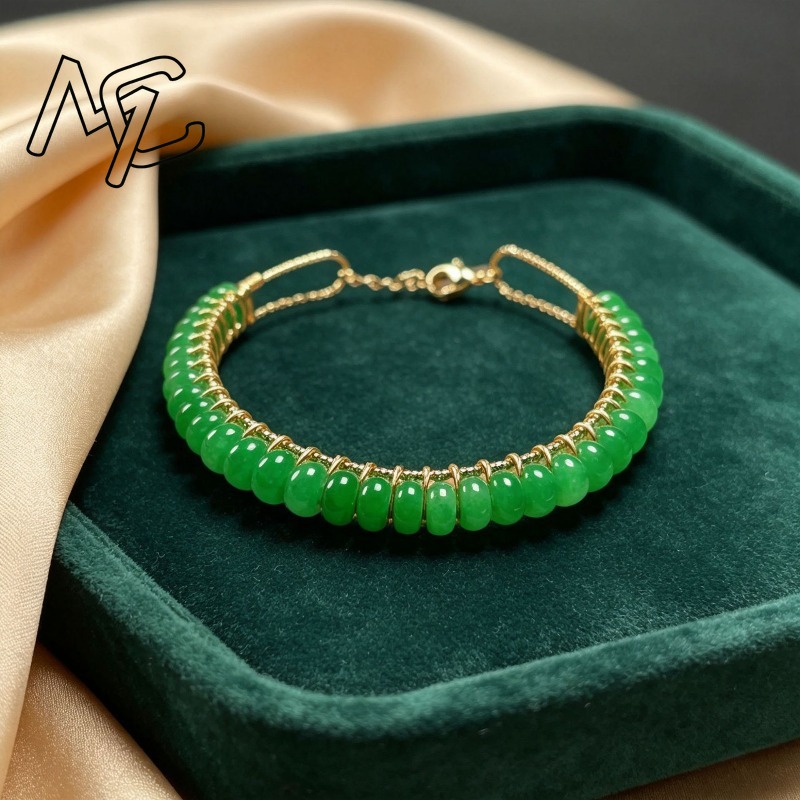 天然の乾燥ブルー翡翠を使用した算盤ビーズブレスレット。女性用 - Men'S Accessories And Jewelry のレビューと価格