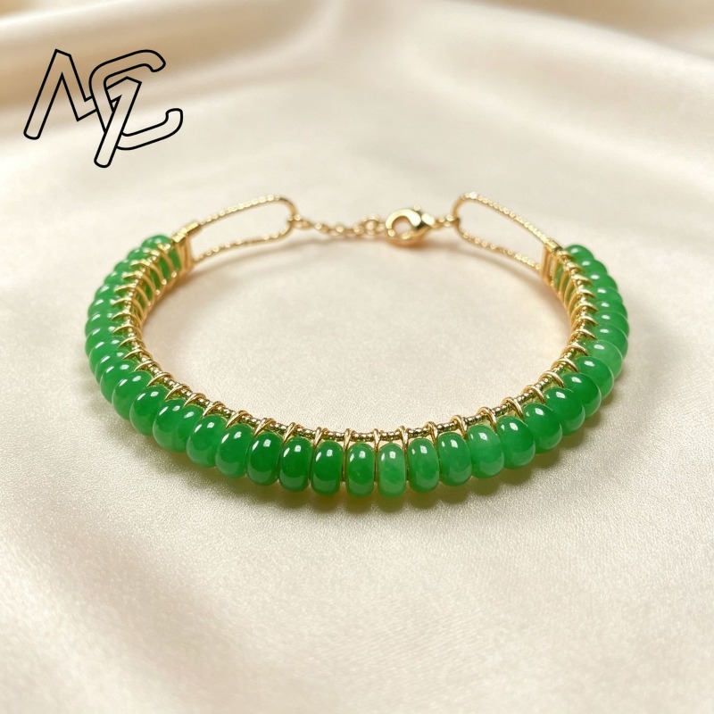 天然の乾燥ブルー翡翠を使用した算盤ビーズブレスレット。女性用 - Men'S Accessories And Jewelry のレビューと価格