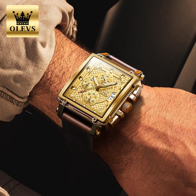 OLEVSブランド メンズ腕時計 防水 レザーストラップ ク - Men Accessories H&M のレビューと価格
